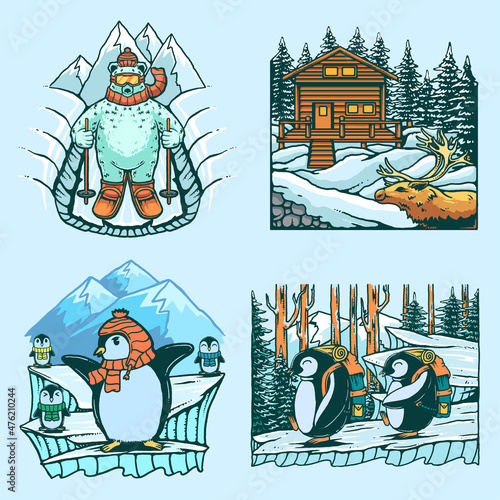 winter print set