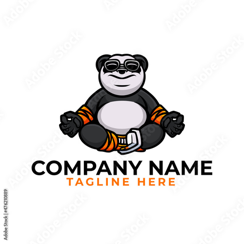 Yoga panda Mascot illustration peacful
