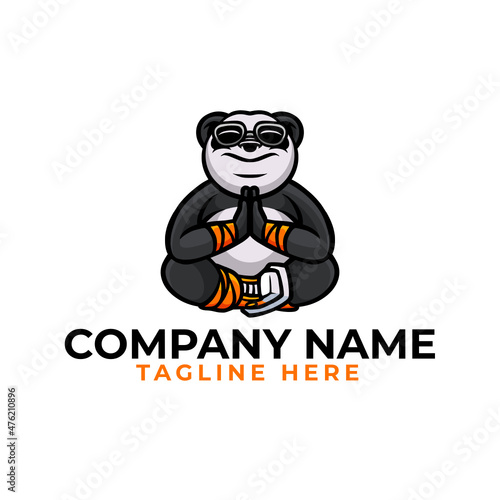 Yoga panda Mascot illustration peace