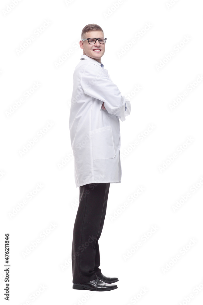 confident young doctor with a stethoscope. isolated on a white confident young doctor with a stethoscope. isolated on a white