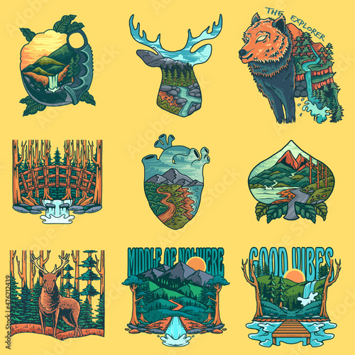 badge nature set