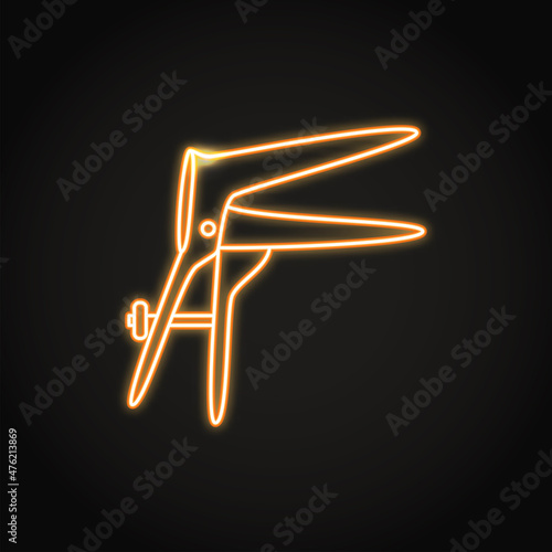 Neon vaginal speculum icon in line style