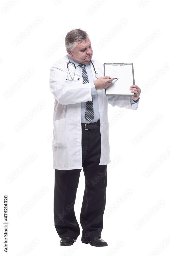 competent doctor with clipboard. isolated on a white background. competent doctor with clipboard. isolated on a white background.
