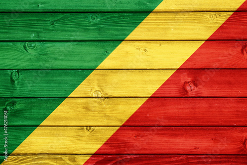 Flag of Republic of the Congo on wooden surface 