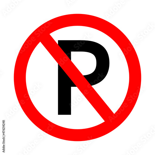 Free Download Parking forbidden. Sign of dont parking. Icon of forbidden park of car. Symbol of prohibited zone for park. Logo of round red ban. Drive regulation of vehicle. Vector. - GFXLoad