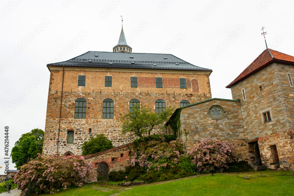 Fortress and castle Akershus in summer in Oslo, Norway. 
