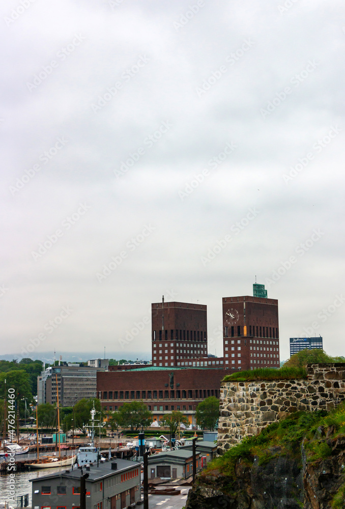 View of the City Hall in Oslo from Akershus Fortress