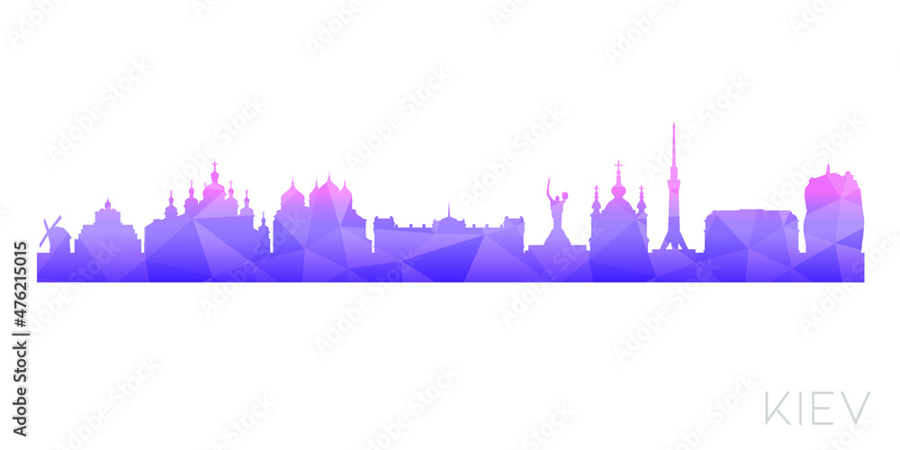 Kyiv, Ukraine Low Poly Skyline Clip Art City Design. Geometric Polygon Graphic Horizon Icon. Vector Illustration Symbol.