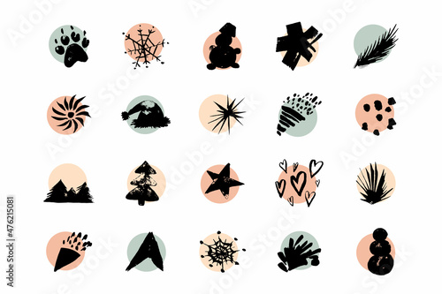 Set Christmas doodle design vector illustration. Concept winter silhouette  icon collection. © Ovaculart