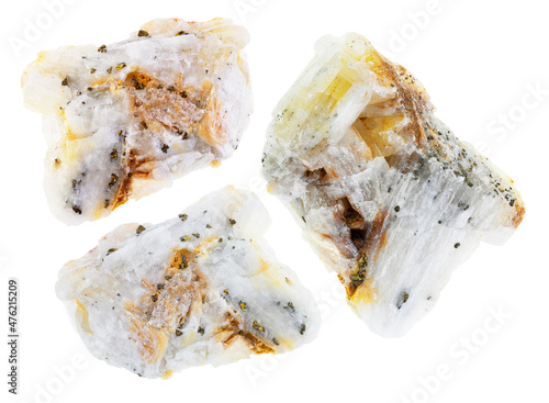 set of native gold in raw quartz stones cutout photo