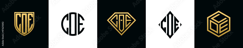 Initial letters COE logo designs Bundle - obrazy, fototapety, plakaty 