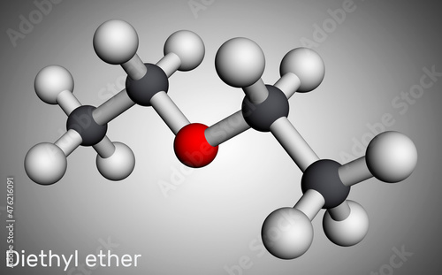 Fotografie Diethyl ether, ethyl ether molecule