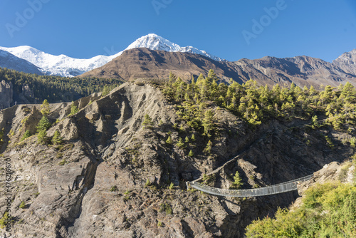 Aerial shot of Annapurna Conservation Area in Chhusang, Nepal photo