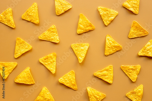 Obraz na plátně Mexican snacks nachos - fast food background top view