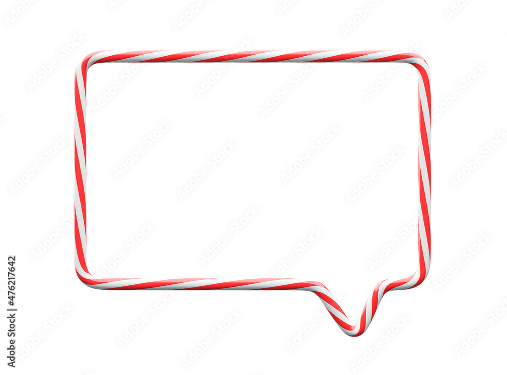 Candy cane speech bubble. Rectangle frame made from sweet lollipop Candy cane speech bubble. Rectangle frame made from sweet lollipop