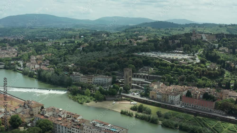 Beautiful drone view on Michelangelo square in Florence, Italy. Beautiful drone view on Michelangelo square in Florence, Italy.