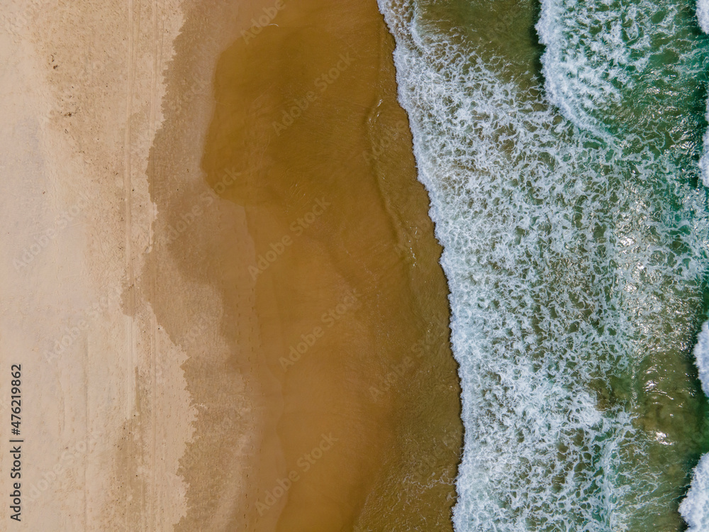 Overhead view of the ocean and beach Overhead view of the ocean and beach