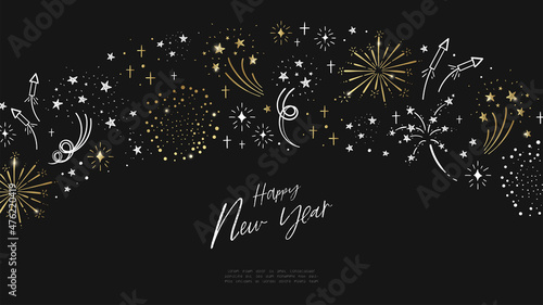 Fun hand drawn doodle fireworks, New Years design, great for textiles, wrapping, banner, wallpapers - vector design