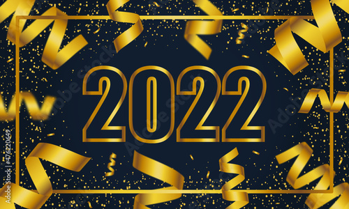 HAPPY NEW YEAR 2022 ON BLUE BACKGROUND