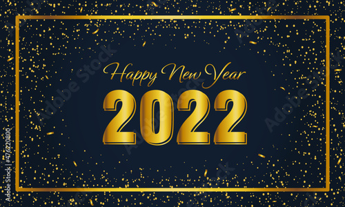 HAPPY NEW YEAR 2022 ON BLUE BACKGROUND