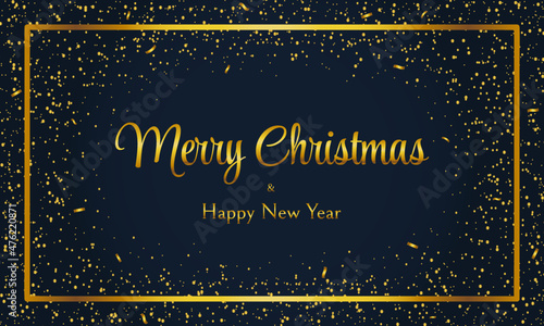 MERRY CHRİSTMAS AND HAPPY NEW YEAR ON BLUE BACKGROUND