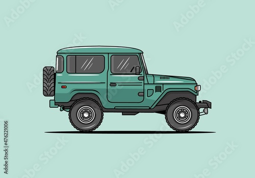 Green color of offroad car