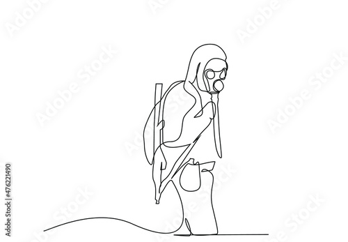 man in gas mask with gun. armed terrorist