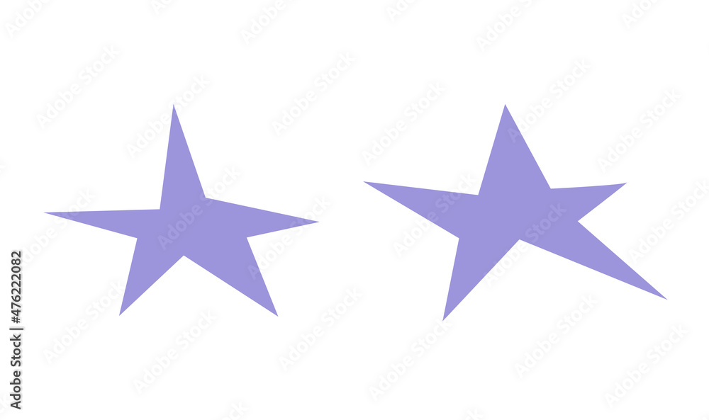 Obraz premium Vector flat isolated simplified illustration with abstract violet five-pointed stars. Concept with two hand drawn geometric shapes on white background.