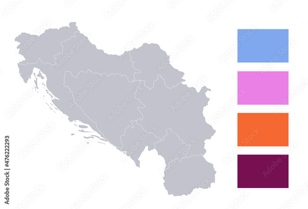 Infographics of Yugoslavia map, individual regions blank