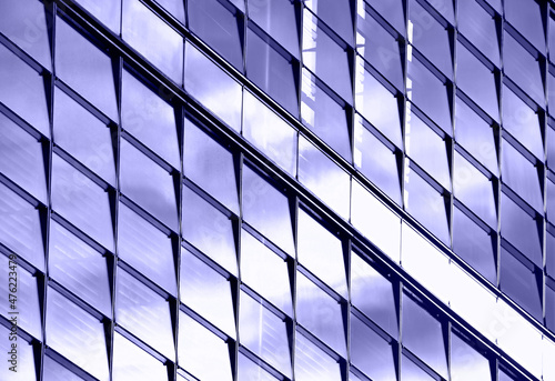 Modern business office building blue glass windows