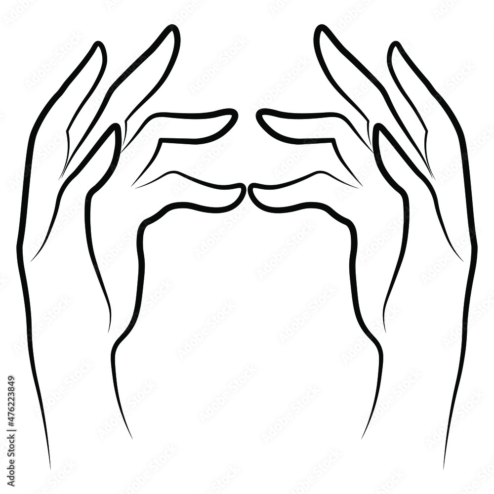 Women hands simple outline minimalistic linear gesture style. Vector Illustration of female hands for create logos, prints and other designs on white background Women hands simple outline minimalistic linear gesture style. Vector Illustration of female hands for create logos, prints and other designs on white background
