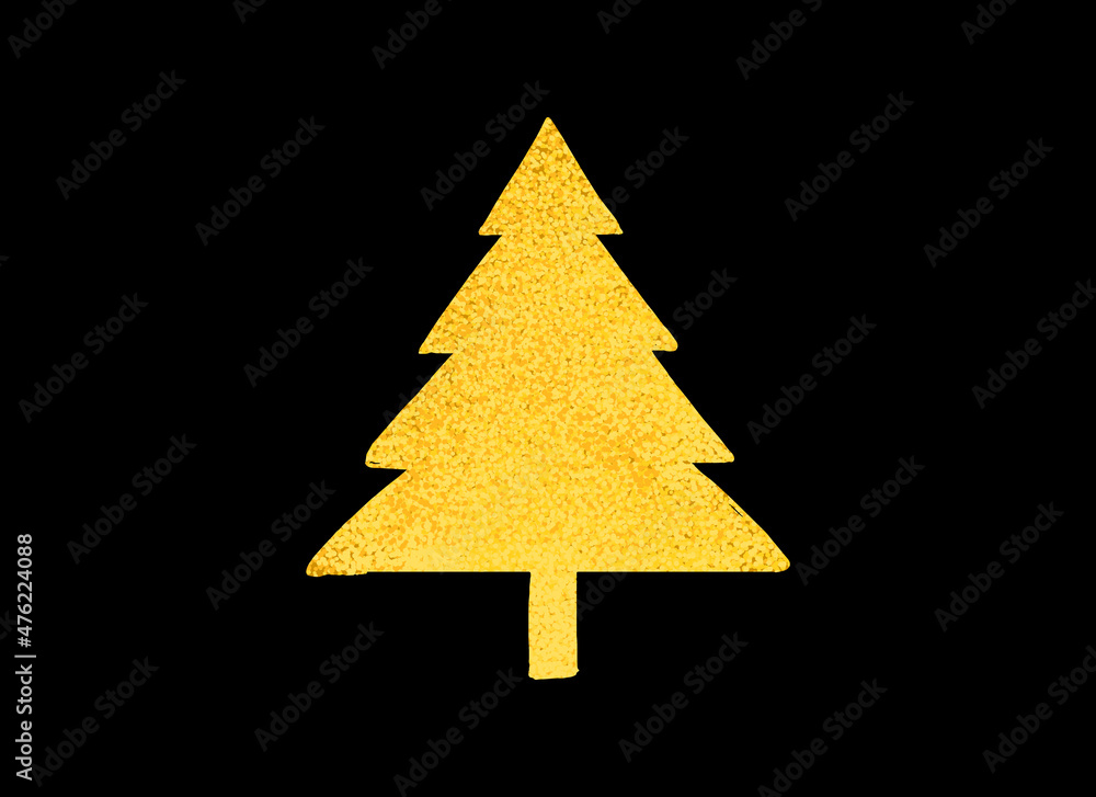 Obraz premium Gold glitter particles Christmas tree with star isolated on png or transparent background. Graphic resources for New Year, Birthdays and luxury card. Vector illustration