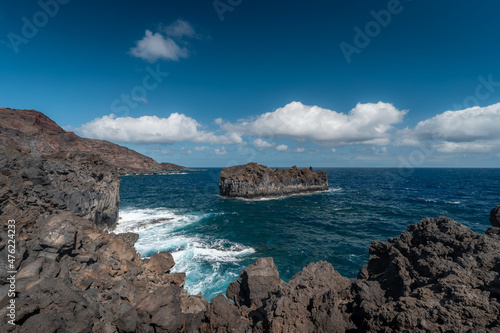 Volcanic seascape. Rocks formation in Tamaduste. El Hierro . Canary Islands photo