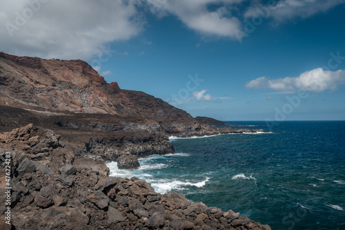 Volcanic seascape. Rocks formation in Tamaduste. El Hierro . Canary Islands
