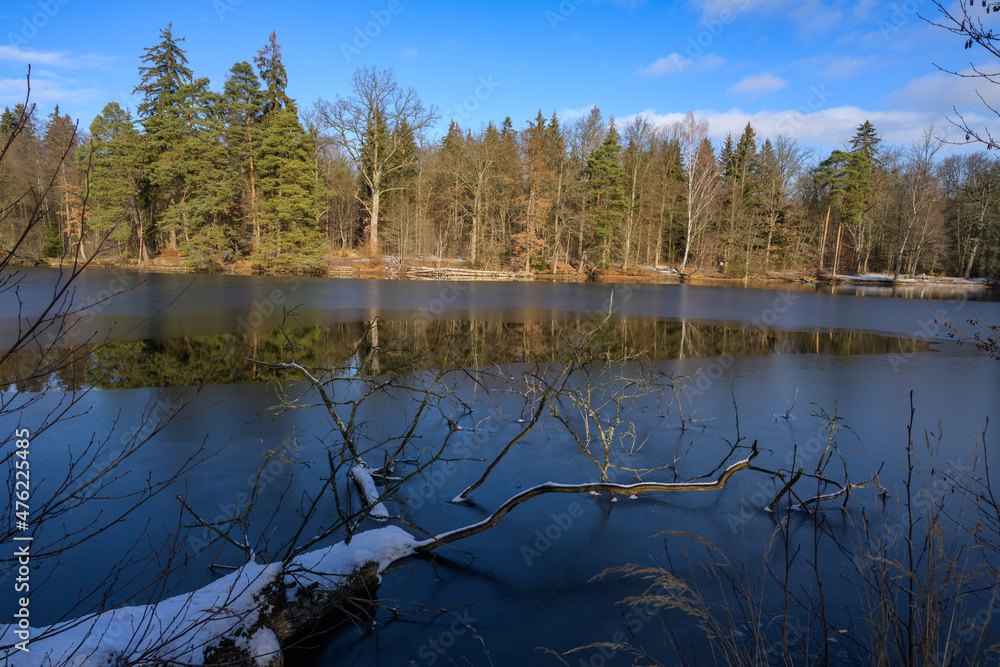 Zugefrorener See mit Spiegelung