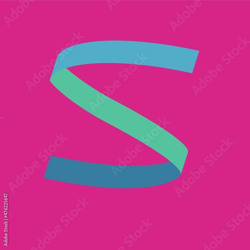 letter with pink background blue-blue ribbon with shades of green