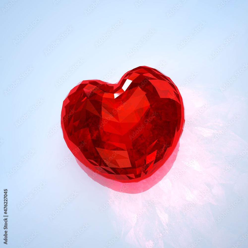 3D Rendering of a Ruby Diamond Heart 3D Rendering of a Ruby Diamond Heart
