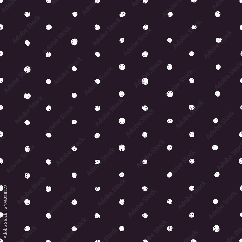 Vector seamless pattern with white polka dots on purple background. For wallpapers, decoration, invitation, fabric, textile and linen, print, gift and wrapping paper. Vector seamless pattern with white polka dots on purple background. For wallpapers, decoration, invitation, fabric, textile and linen, print, gift and wrapping paper.