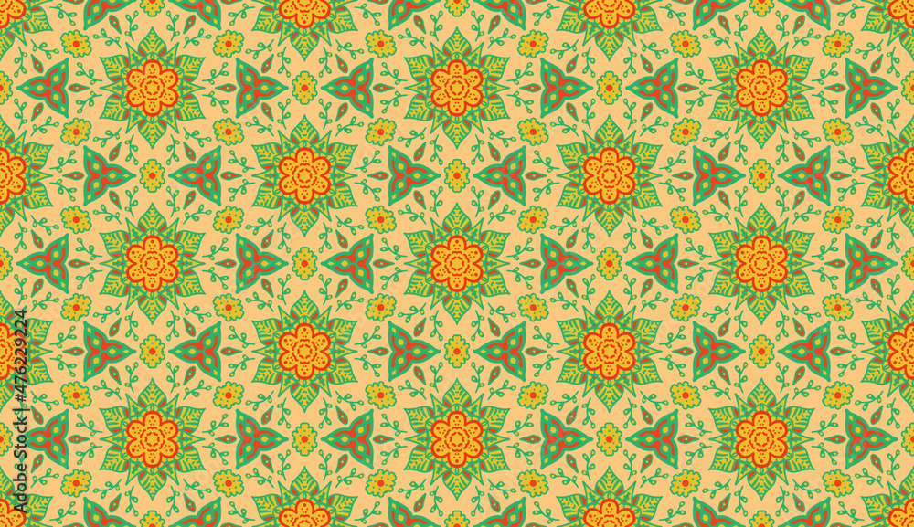 Yellow seamless pattern in style of islamic ornament