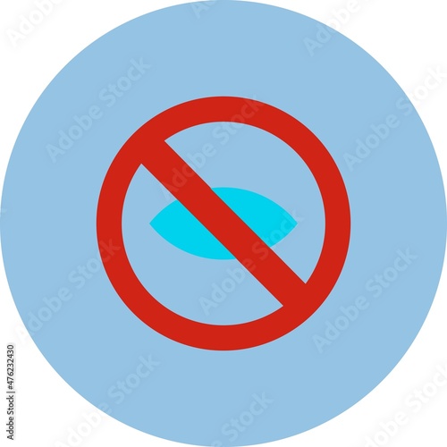 Close Eyes Flat Circle Vector Icon Design