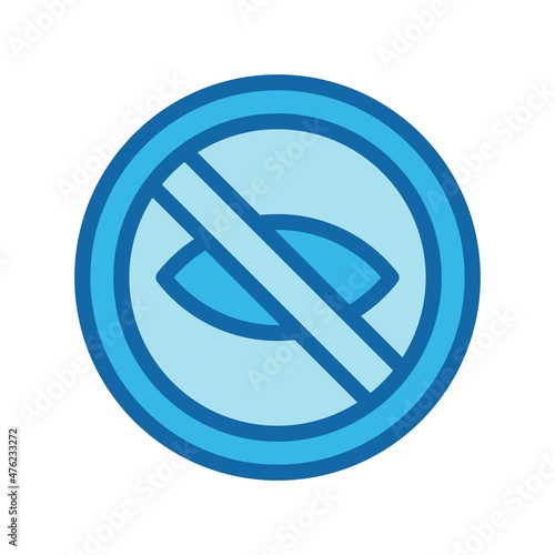 Close Eyes Line Filled Blue Vector Icon Design