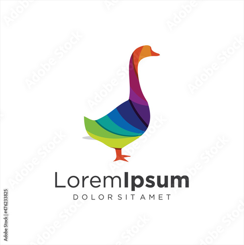 Colorful swan Logo Suitable For Company Logos Business Media Games Personal Needs And Others. duck goose logo vector template illustration