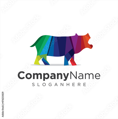 Hippopotamus logo colorful illustration Suitable For Company Logos Business Media Games Personal Needs And Others. hippo logo vector template illustration