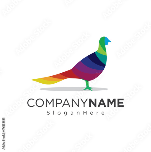 abstract Colorful gradient turtledove Logo Suitable For Company Logos Business Media Games Personal Needs And Others. pigeon Dove Logo vector template illustration © blueberry 99d