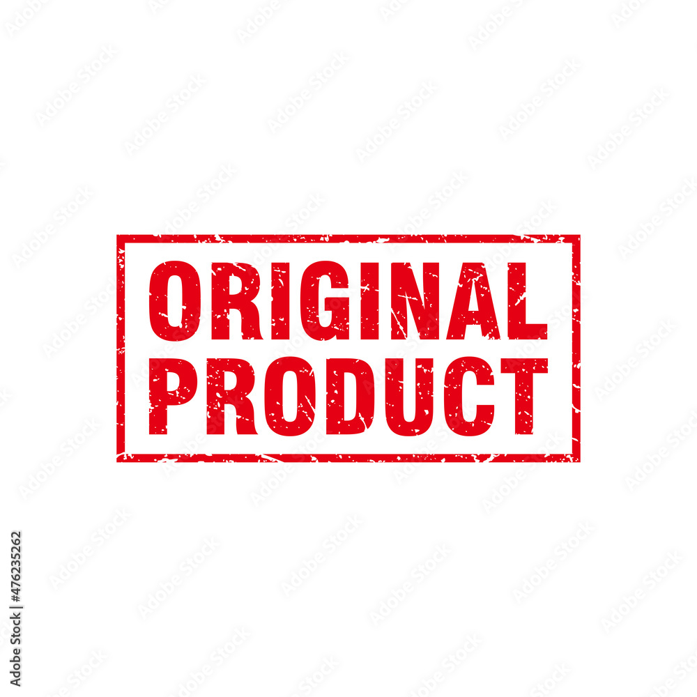 Abstract Red Grungy Original Product Rubber Stamp Sign Illustration Vector, Original Product Text Seal, Mark, Label Design Template