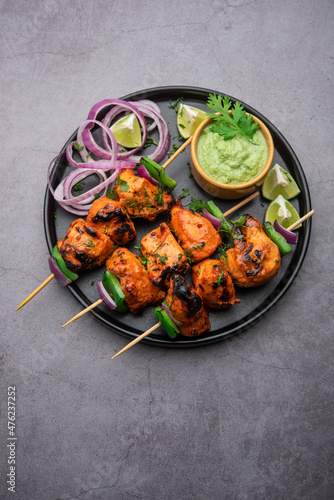 chicken tikka kebabs photo