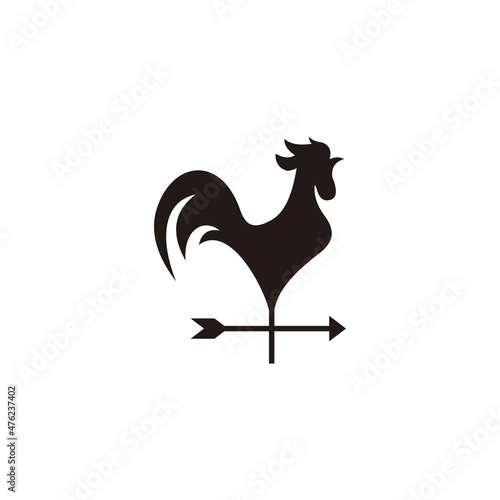 simple rooster arrow logo design, rooster arrow measure air direction icon vector photo