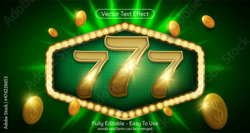 Creative 3d Number 777, editable style effect template