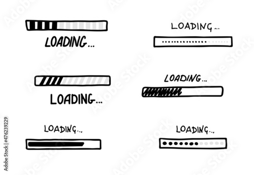 Loading bar doodle icon. Progress loading bar. Hand drawn sketch. Vector illustration on white background.