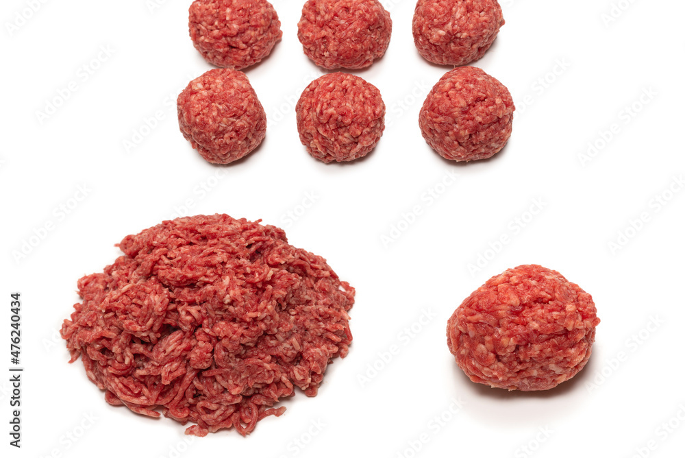 Raw meat balls isolated on white background. Raw meat balls isolated on white background.